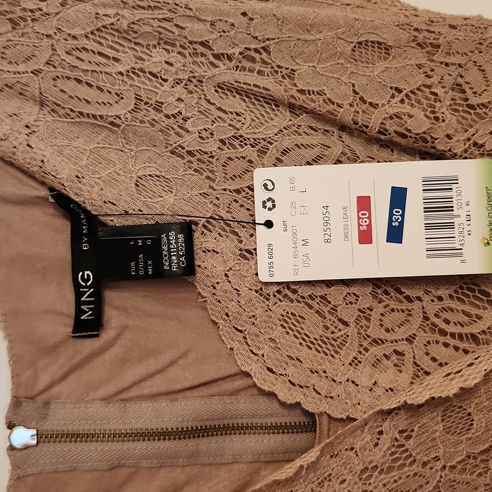 NWT MNG by Mango tan lace dress - Picture 4 of 5